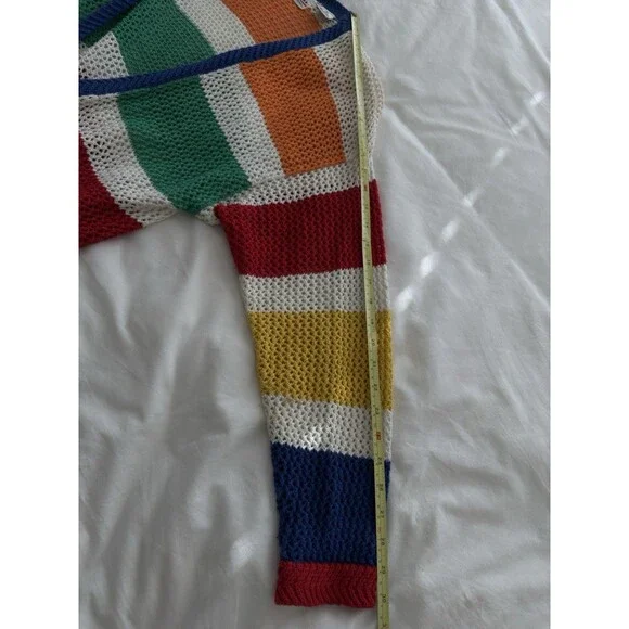 N.E.K. Northeast Knitters  Multi - Color Block Cardigan Sz M. Ramie/Cotton Blend - Picture 14 of 16